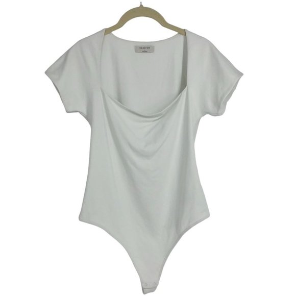 Aritzia Babaton Contour Straight Neck Bodysuit Square-neck cap-sleeve bodysuit L - Picture 3 of 16